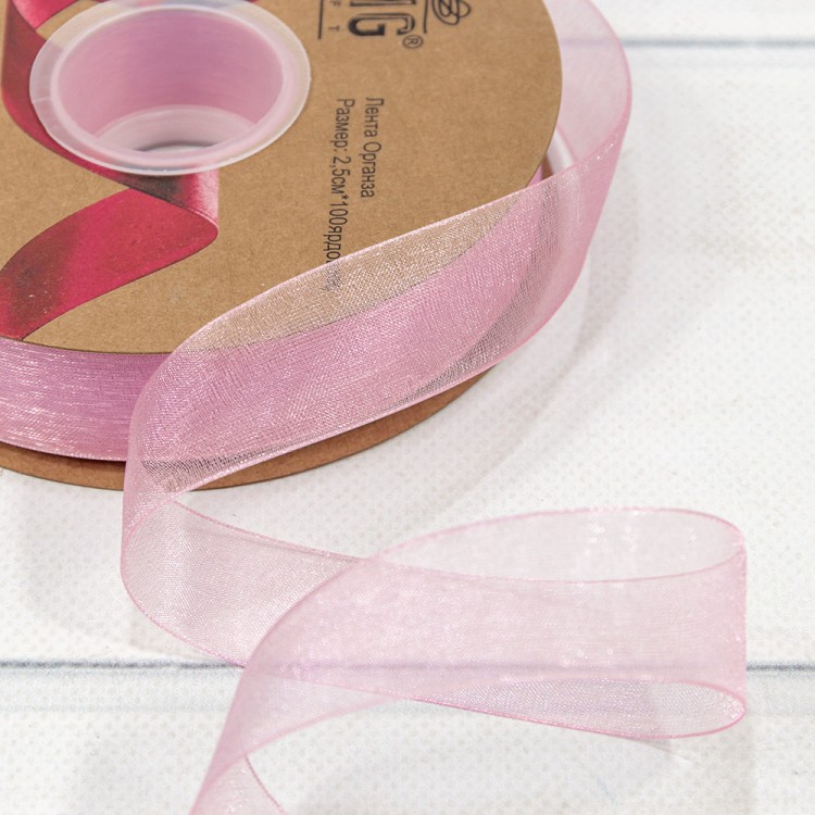 Лента Органза 2,5см*100ярд Лиловый 1/8 1/32 Арт: 559-25/bk42