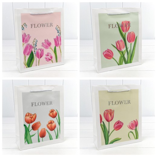 Пакет подарочный с тиснением "Flower" (микс) 26*32*10 210г 1/20 1/240 Арт: 000254C