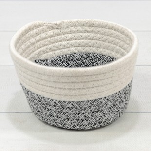 Корзина плетёная Круглая 15*9 (±5%) из хлопка Белый/Серый 1/120 Арт: 420165/75