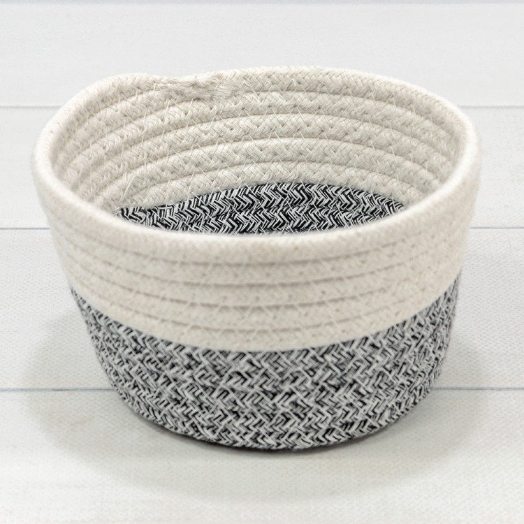 Корзина плетёная Круглая 15*9 (±5%) из хлопка Белый/Серый 1/120 Арт: 420165/75
