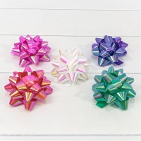 Бант-звезда 8,9 см на липучке перламутр (микс) 1/24 1/32 упак. Арт: 500558-35