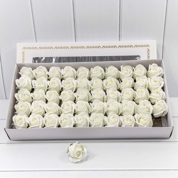 Декоративный цветок-мыло "Роза" класс А Белый 5,5*4 50шт. 1/20 Арт: 420058/24