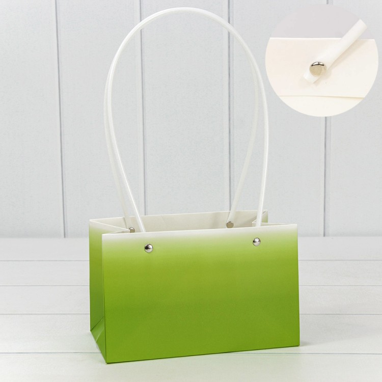 Пакет подарочный "Ваза для цветов" 19*12*10,5 260г "Градиент" Зелёный 1/10 1/150 Арт: 000184GA/7