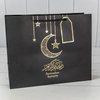 Пакет подарочный с тиснением "Ramadan" 32*26*12 210г Чёрный 1/20 1/120 Арт: 000274CA