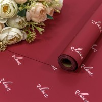 Плёнка 0,57*10м матовая "Love" 65мкм Вишнёвый 1/30 Арт: 1860/3