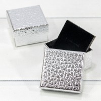 Коробка Квадратная 5,5*5,5*3,5 "Кожа крокодила" Серебряный 1/24 1/360 Арт: 62655/4