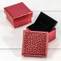 Коробка Квадратная 5,5*5,5*3,5 "Кожа крокодила" Красный 1/24 1/360 Арт: 62655/6