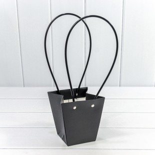 Пакет подарочный Крафт "Ваза для цветов" Черный 12*12,5*8 260г 1/10 1/200 Арт: 000172H