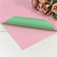 Плёнка в листах 55*55 (20 шт.) матовая двухсторонняя 65мкм Розовый/Бледно-зелёный 1/60 Арт: 1631/2253