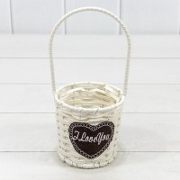 Корзина плетёная Круглая 10*9 (±5%) из пластика с ручкой Белый 1/100 Арт: 420128/1