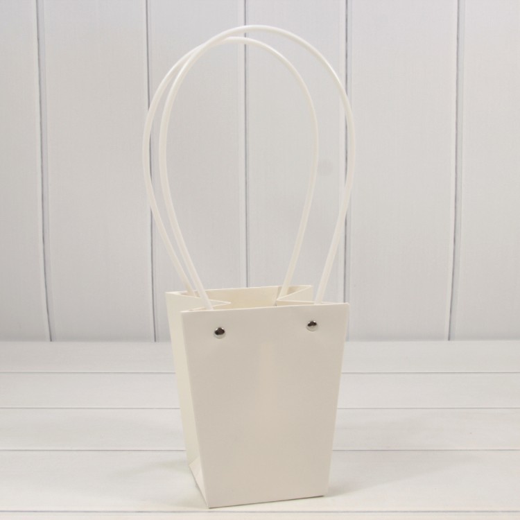 Пакет подарочный "Ваза для цветов" 15,5*13*9,5 Белый 1/10 1/150 Арт: 000170G/7