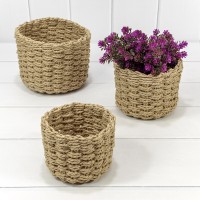 Корзины плетёные Круглые Набор 1/3 18*14 (±5%) из бумаги Натуральный 1/24 Арт: 420206/10