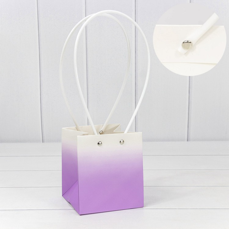 Пакет подарочный "Ваза для цветов" 13*11,5*11,5 "Градиент" Сиреневый 1/10 1/150 Арт: 000184F/2