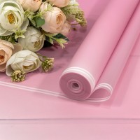 Плёнка 59см 800г матовая с двойной белой полосой 55мкм Розовый-672 1/6 1/12 Арт: 80024/672