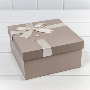 Коробки Квадратные Набор 1/3 19*19*9,5 с бантом и цветочком Серый 1/18 Арт: 721629/1