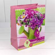 Пакет подарочный матовый &quot;Цветы&quot; (микс) 20*25*10 128г 1/20 1/480 Арт: 00026D - Пакет подарочный матовый "Цветы" (микс) 20*25*10 128г 1/20 1/480 Арт: 00026D