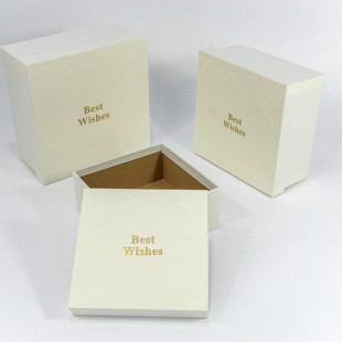 Коробки Квадратные Набор 1/3 19*19*9,5 "Best Wishes" Бежевый 1/36 Арт: 720823/2